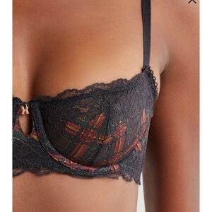 Savage X Fenty Sparkle Prep Unlined Balconette Bra In Black Caviar Sparkle Lace